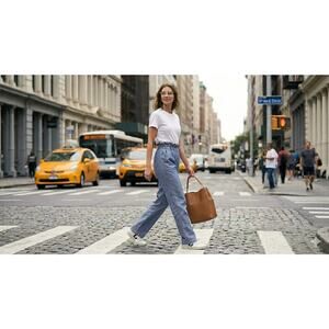 Rag & Bone NWT Sofi Paperbag Waist Jeans Light Indigo Linen Cotton Sz 25